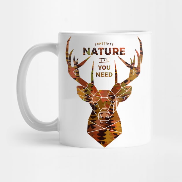 Sometimes nature is all you need, Deer nature quote, inspirational quotes, motivational quotes, inspiration quote, motivation quote 2/2 by Modern Art